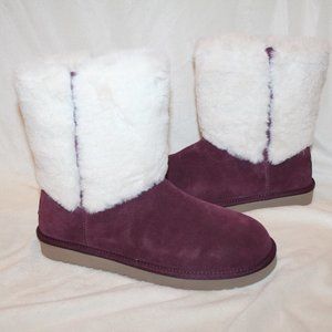 NIB UGG KOOLABURRA CLASSIC SHORT SUEDE SHEARLING LINED WOMEN'S BOOTS BURGUNDY